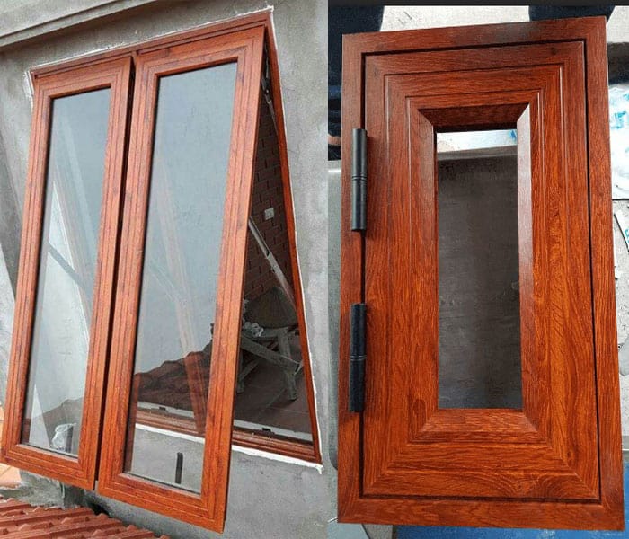 Một mẫu cửa sổ nhôm xingfa vân gỗ.